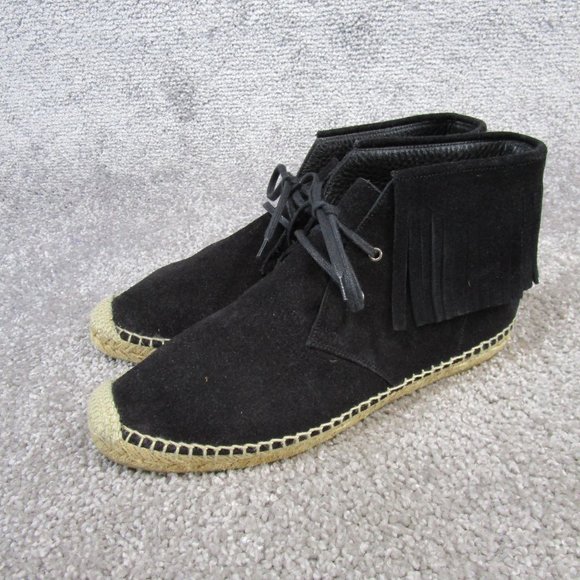 Saint Laurent Ankle Booties Womens Size 38 Eu Espadrilles Black Suede - Picture 4 of 12